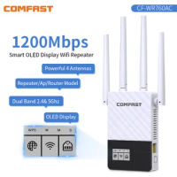 5Ghz Dual Band 1200Mbps WiFi Amplifer OLED Display Internet Signal Booster Repeater 2.4G Wi-Fi Range Extender Antenna Repetiteur