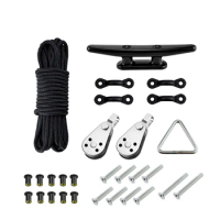Kayak Anchor Trolley Kit System Pulleys Deck Tie Down Pad Eyes Anchor Cleats Ring Screws Rivets for Kayak Canoe Boat Etc