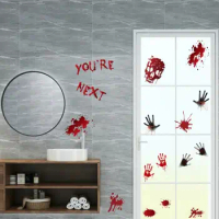 for Wall Window Door Bloody Footprints Clings Bloody Handprint Stickers Home Decal Halloween Decorations Haunted House Prop