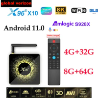 X96 X10 Amlogic S928X TV Box 8GB RAM 64GB ROM Support 8K USB3.0 Wifi6 BT1000M LAN Google Voice Input vs mecool km2 deluxe plus