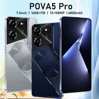 ใหม่ขายร้อน POVA5 Pro แบบมีรู 7.3 หน้าจอขนาดใหญ่ 2+16GB สมาร์ทโฟนแอนดรอยด์