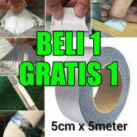 [ BELI 1 GRATIS 1 ] Lakban Perekat Lem Isolasi Aluminium Foil Anti Bocor Air Talang Pipa Butyl Rubbe