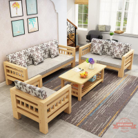 簡易實木松木沙發小戶型客廳轉角貴妃組合三人位木質沙發木沙發