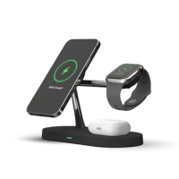 15W 4 in 1 Magnet Qi Fast Wireless Charger For Iphone 12 Mini Pro MAX Charging Station For Apple Watch AirPods With LED light