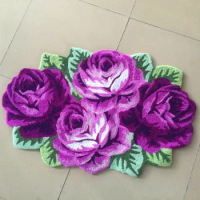3D Rose Flower Rug Home Decor Floor Mat Art Floral Carpet Anti-slip Plush Bedroom Living Room Bedside Carpet Doormat 110x70