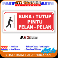 Stiker buka tutup pintu pelan pelan sticker pintu kaca toko kantor