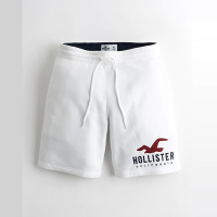 Hollister 經典刺繡文字海鷗棉短褲-白色