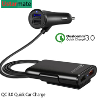 Car Quick Charger 3.0 With Extension Charge Cable Universal for Samsung Huawei Xiaomi 3.1A Fast Charging Adapter Car-Charger