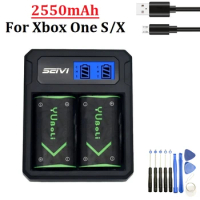 2 x 2550mah Rechargeable Battery + USB Charger with tool For Xbox One X/S Elite Xbox Series X/S Controller Battery For Xbox One