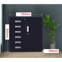 多抽屜鐵皮收納櫃(規格：黑色偏六斗矮櫃）（厚度：1.4mm） ) 