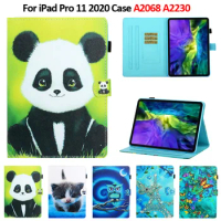 Kawaii Panda Owl Cat Cartoon Painted Cover for iPad Pro 11 2020 Case Leather Stand Card Slots Tablet for iPad Pro 11 Case 2020