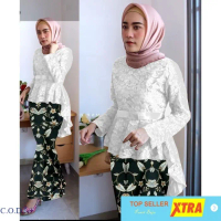 Baju ST AURORA PUTIH SL Setelan Wanita brukat putih Kekinian@@ Fit Muslim Pesta Atasan
