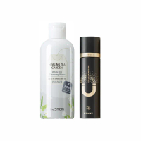 【韓國the SAEM】彩妝精選(療癒茶園卸妝水300mlX1+磁吸定妝噴霧100mlX1)