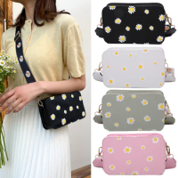 Fashion Women Bag Daisy Pattern Shoulder Bag Handbag Printed Small Square Bag Tote Classic Elegant Crossbody Shoulder Bag Sac