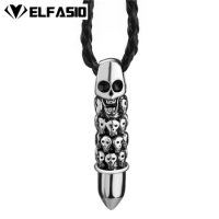 Men's Boy's Skull Bullet Pewter Pendant with 24" Black Necklace Fashion Jewelry LP255