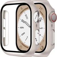 Glass+Cover For Apple Watch case 44mm 40mm 45mm 41mm 42mm 38mm correa Screen Protector iwatch series 9 8 7 SE 3 case Accessories
