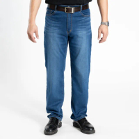 【Last Taiwan Jeans 最後一件台灣牛仔褲】涼感柔軟中直筒 台灣製牛仔褲 中藍#97381(薄款、大彈力、柔軟)