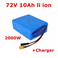 72v lithium battery pack 72v 10Ah li-ion electric battery 72v 2000w 1500w electric scooter kit 1000w battery pack BMS + Charger