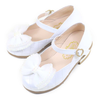 Swan天鵝童鞋-閃亮水鑽菱格紋小高跟公主鞋3868-白