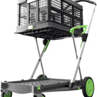 Multi use Functional Collapsible carts,Mobile Folding Trolley,Shopping cart with Storage Crate,Platform Truck (Green)