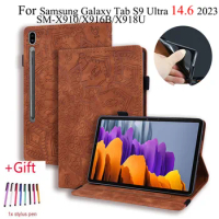 3D Flower Embossed for Samsung Galaxy Tab S9 Ultra 14.6 Premium Leather Case Flip Stand Cover for Galaxy Tab S9 Ultra 2023 Case