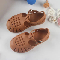 Retro Sandalia Child Beach Shoes for Sea Summer Girls Roman Sandals Baby Soft Non-slip Princess Jelly Shoes Girls Boys Sandals