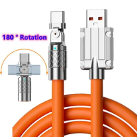 USB Type-C Cable 120W 6A 180° Rotation USB C Super Flash Charge Extension Cable For Lightning Xiaomi Samsung Huawei Data Wire
