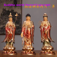 3P High grade XI FANG SAN SHENG Buddha statue Amitabha Guanyin Mahasthamaprapta Gods HOME shrine Efficacious protection Large