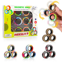 12Pcs Magnetic Ring Fidget Toys Set, Graffiti Camo Fingers Magnet Rings, ADHD Stress Relief Magical Toys for Adults Teens Kids