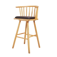 北歐實木吧臺椅牛角溫莎靠背吧椅簡約現代家用高腳凳木椅子吧臺凳