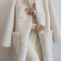 New Autumn Winter Long Stand Collar Faux Fur Coat for Women Thickened Plush Fur Coat Women Medium Length Jackets Faux Fur Coat