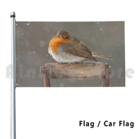 Robin On Old Spade In The Snow Flag Car Flag Funny Robin On Spade Robin Spade Snow Bird Birds Avian