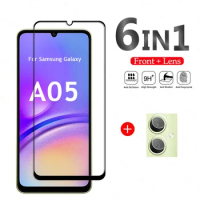 6IN1 For Samsung Galaxy A05 Glass Tempered Full Cover Screen Protector Camera Film Galaxy A05 A05S A04S A04 Glass