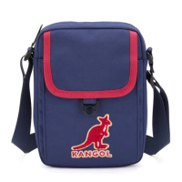 【KANGOL】英國袋鼠撞色刺繡絨毛logo側背包-共2色