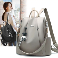 Anti-Theft Multifunctional Shoulder Backpack Women 2024 New Korean Style Oxford Cloth Waterproof Travel Bag School Bag