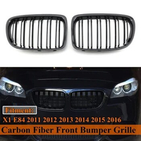 Front Bumper Grille, For-BMW X1 E84 2011-2016 Double Line Kidney Grille Mesh Grille Carbon Fiber
