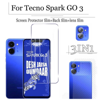 สำหรับ Tecno Spark GO 3 ฟิล์มกระจกนิรภัย สำหรับ Tecno Spark GO 2 ปกป้องหน้าจอ + ฟิล์มเลนส์ + ฟิล์มด้