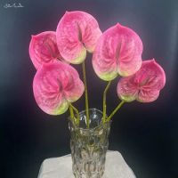 SunMade 1Pc Large Hand Feel Latex Anthurium Home Wedding Decor Artificial Flowers for Flower Arrangement Flores Artificales