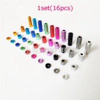 1set(16pcs) 1.5/3/6/12mm Aluminum Spacers Colored Tube Pipe M2 Screw Cylindrical Sleeve Spare Parts for 1/32 Tamiya Mini 4WD Car