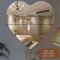 Cermin Akrilik Kamar Mandi Tempel Dinding Lem Perekat Toilet Stiker Plastik Akrilik 50 x 50cm - Love
