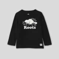 【Roots】Roots小童-炫光系列 海狸LOGO長袖T恤(黑色)