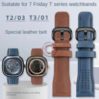 Blue belt watch strap suitable for 7 seven on friday watches T series watch straps T1 T2 03 T3 01 Men's leather watch strap 26mm