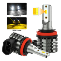 h11 led white and yellow fog light Bulb For Audi A6 C5 A1 A3 A4 B9 A6 Chevrolet Cruze Niva Epica 9005 HB3 HB4 9006 LED Lamps DRL