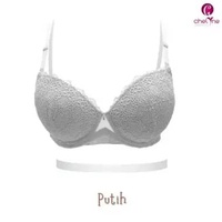 Chelyne BH Push-Up-Bra V911 Full Brukat Tebal - Half Cup Bra Dengan Kawat Penyanggah 32/36. Putih 34