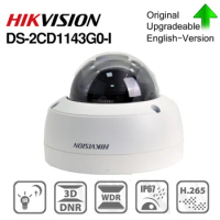 Hikvision 4MP PoE IP Camera DS-2CD1143G0-I Network Dome CCTV Cameras 30M IR security camera self defense ip67 ik10
