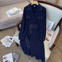Blazer Elegant Casual Party Dress Long Sleeve Noted Pleated Knee Dresses For Women Autunm Winter Office Ladies Clothes 2022 Robe