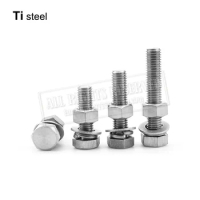 nut bolt M10 titanium hex head bolt stitanium washer Ti steel Hex Nut titanium steel