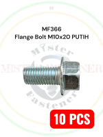 10 PCS Baut Flange Bolt M10X20 PUTIH 10x2cm 2cm White Pitch 1.25 Topi Kunci 14 Body Frame Honda Verz