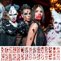Halloween Body Stickers Simulation Realistic Label Waterproof 10PCS Trick Or Treat Decals Temporary Fake Bloody Wound Decor
