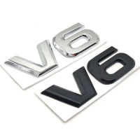 3D Metal V6 Letters Digital Emblem Car Stickers Logo Decal